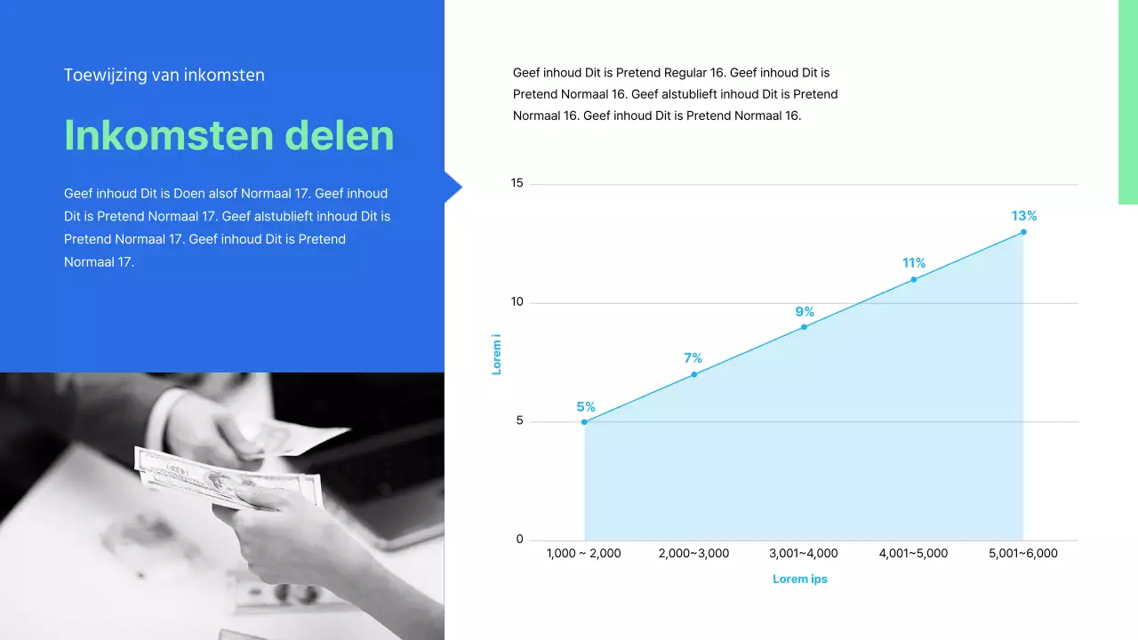 Presentatie uitbestede productiediensten in blauwe mintkleur