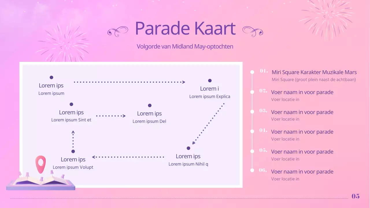 Pastelkleurige evenementenplanner voor pretparkparade