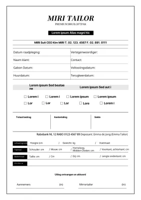 Een strak wit-zwart formeel contract