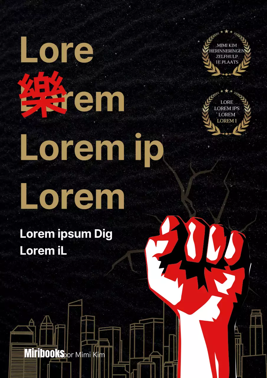 Een zelfhulpboek met een vurige vuistillustratie in rood op zwart.