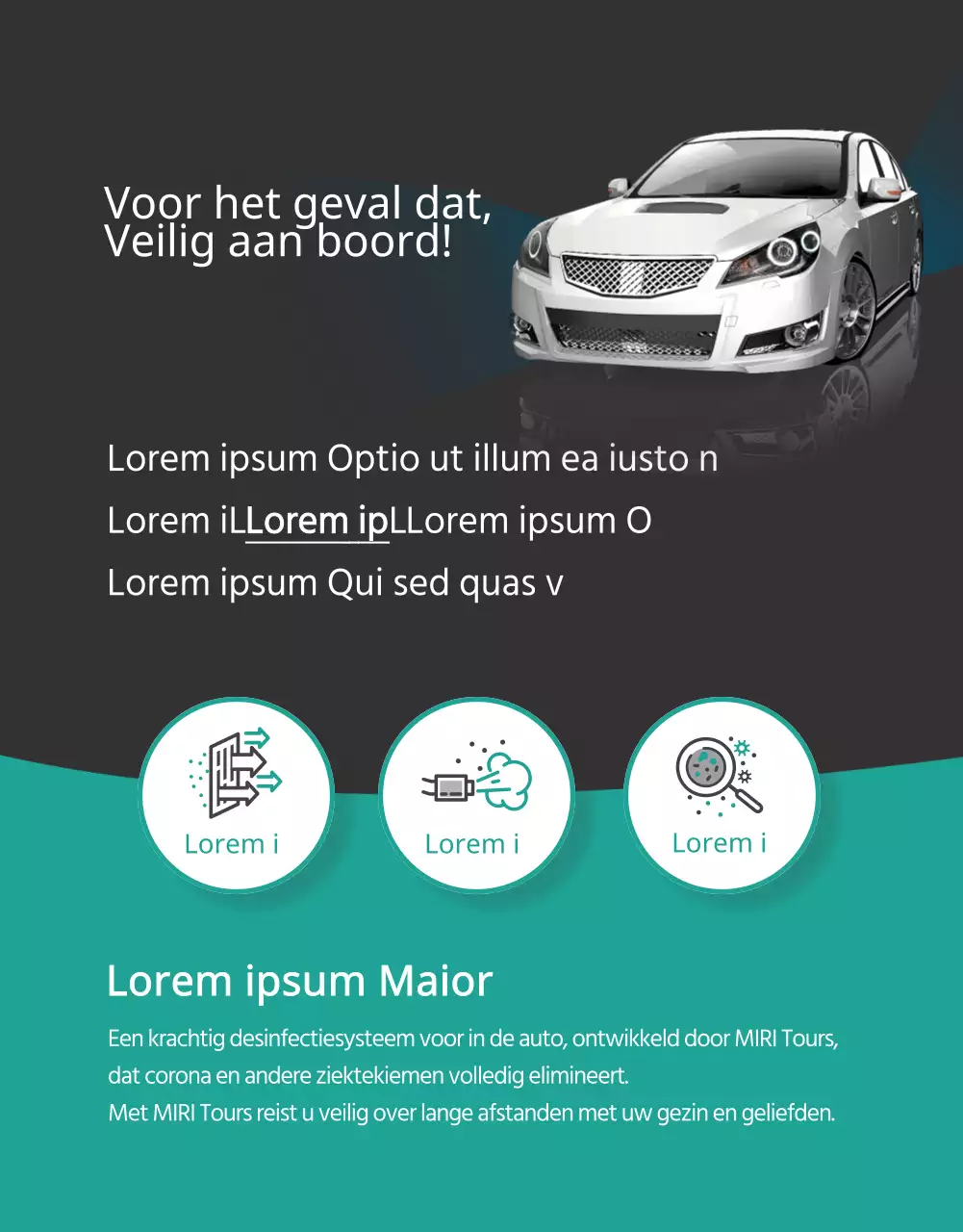 Autoverhuur met een luxueus blauw brochureconcept