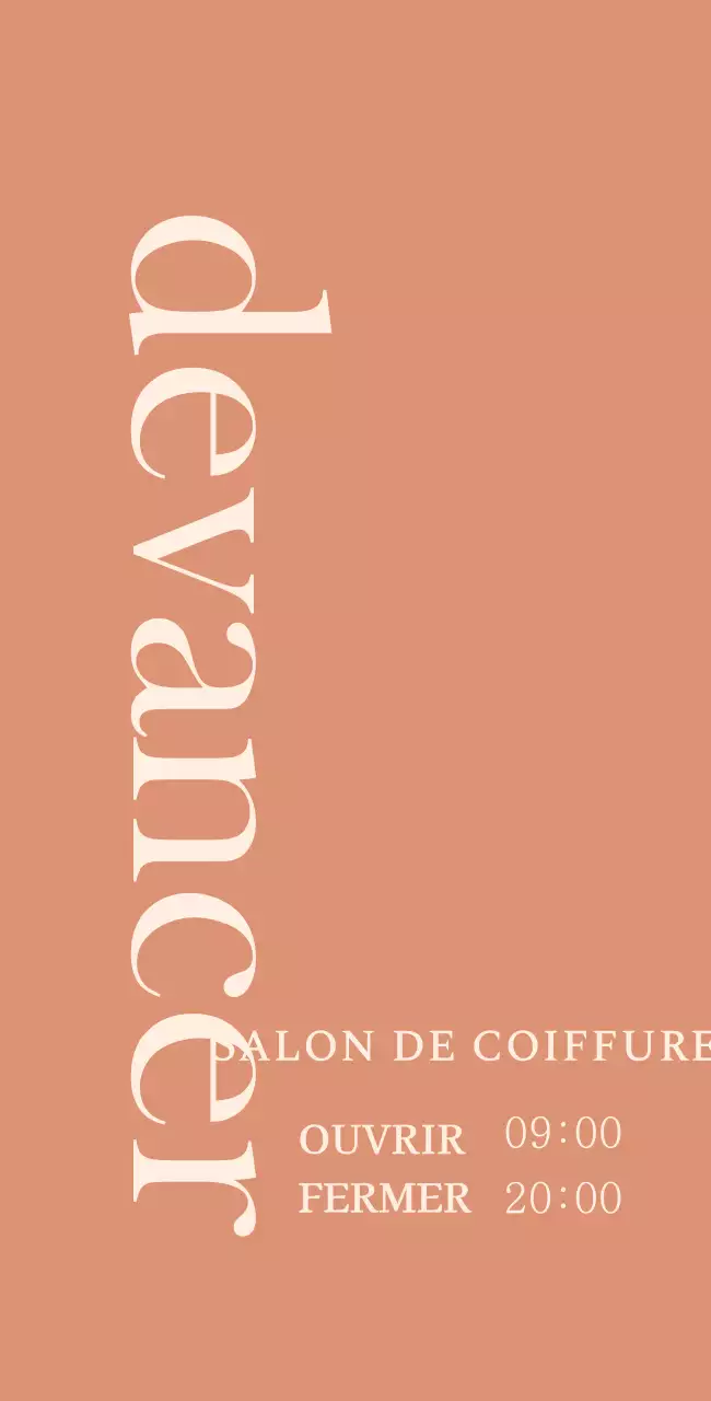 Enseigne de salon de coiffure avec titre en anglais sur fond rouge atténué