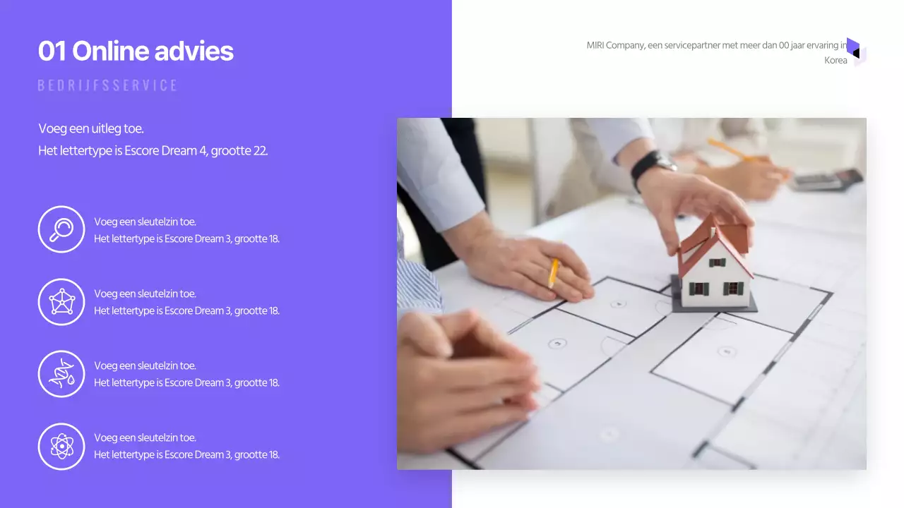 Eenvoudige bedrijfspresentatie met paarse tinten