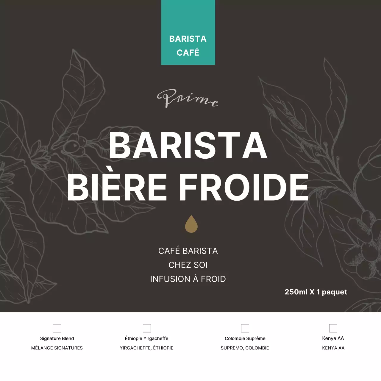 Illustration du haricot brun Carte postale de produit de café