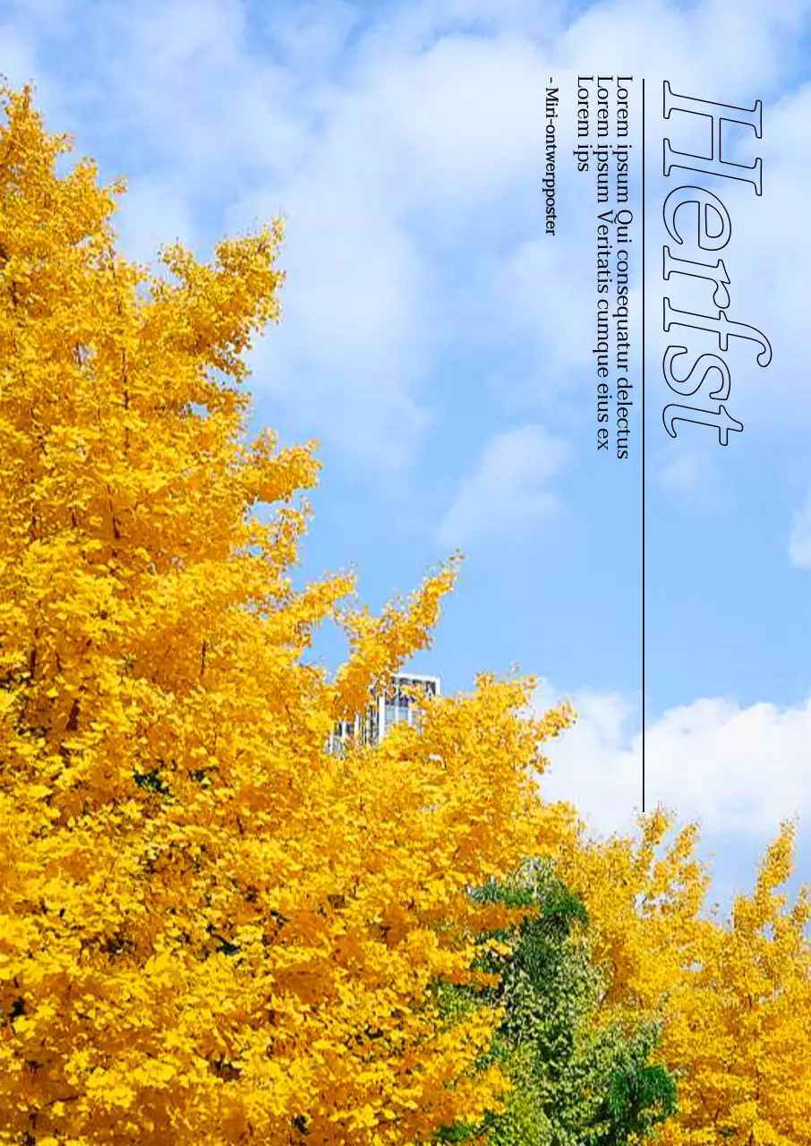 Interieur met gele ginkgo en lucht