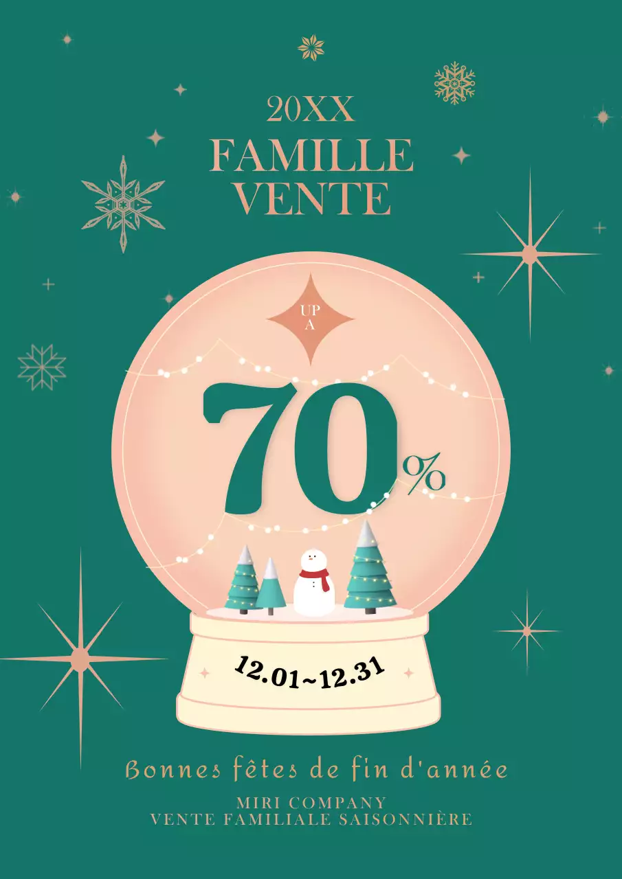 Affiche de vente familiale simple et élégante en vert