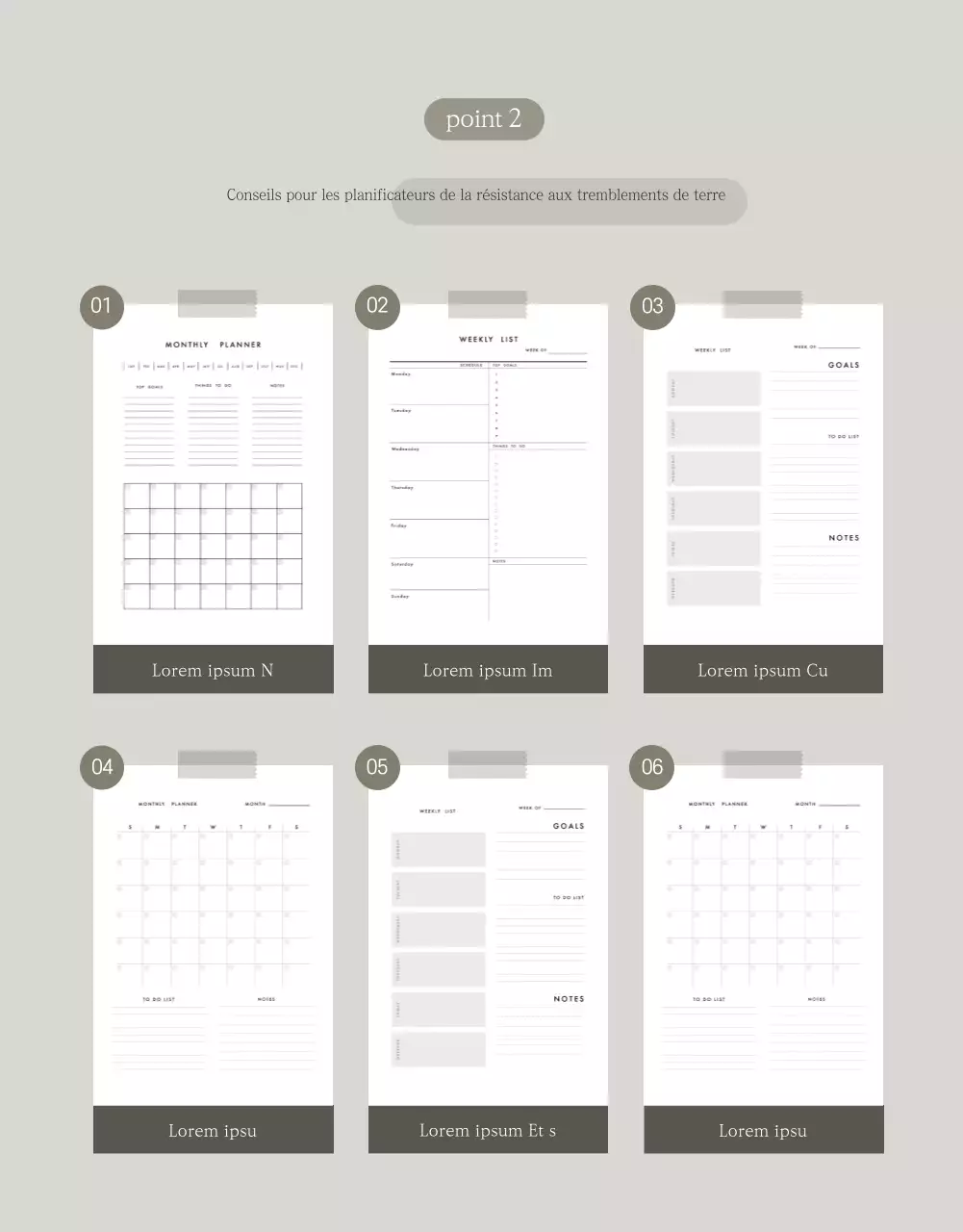 Vendre un planificateur conceptuel simple en gris et blanc