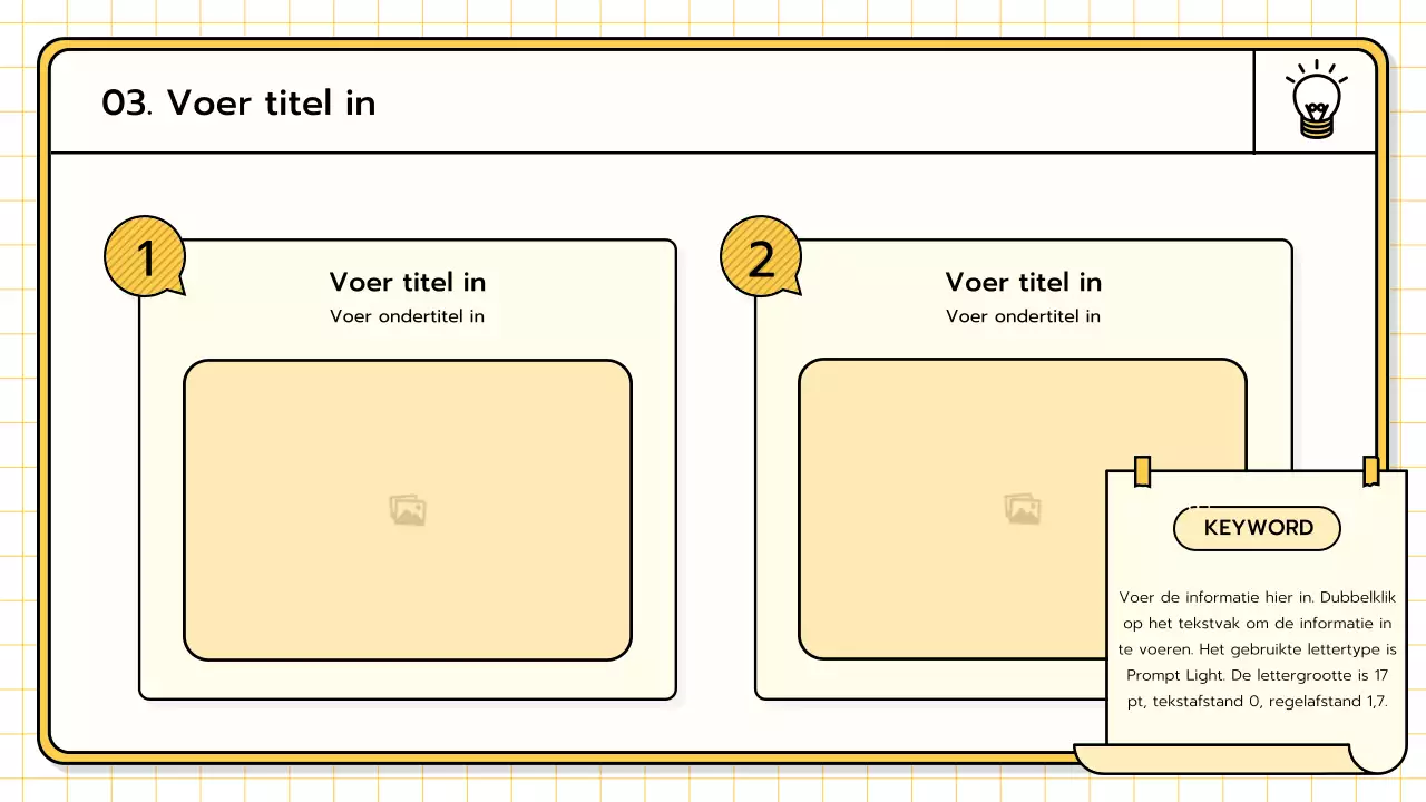 Een basispresentatieset in geel, limoengroen en blauw