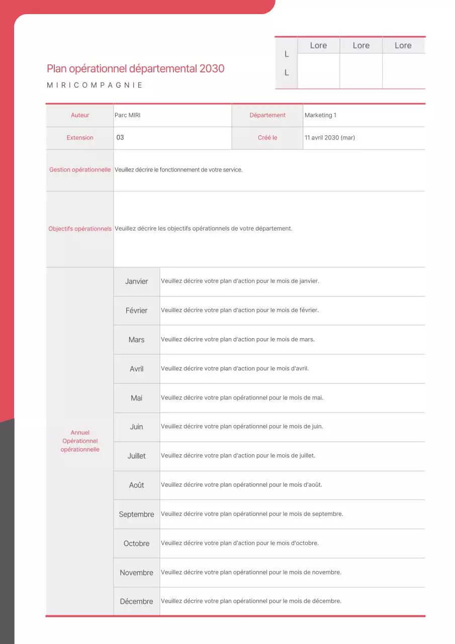 Plan opérationnel départemental surligné en rouge et en gris