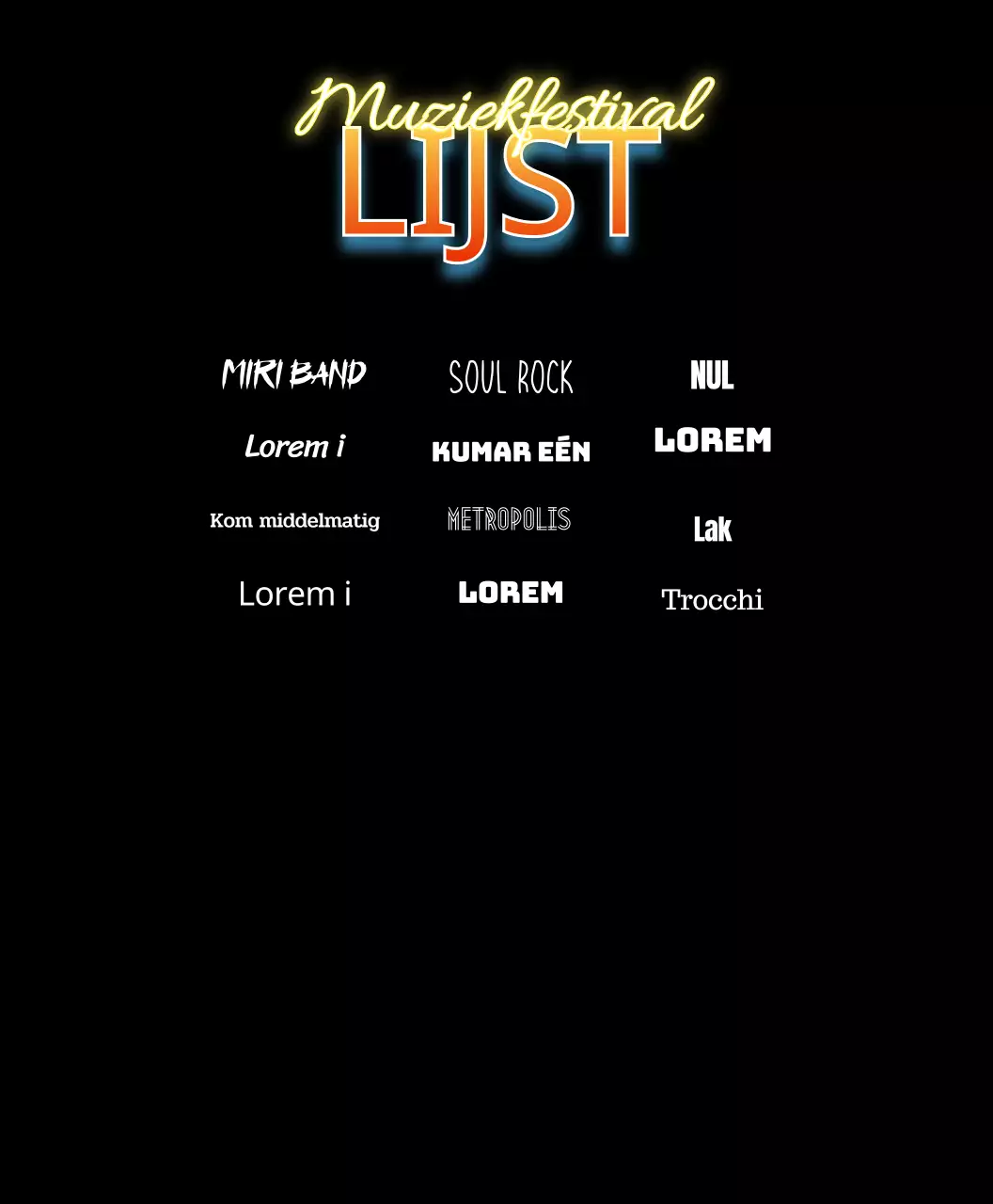 Rockfestival met bliksemschicht in rode kleurverlopen