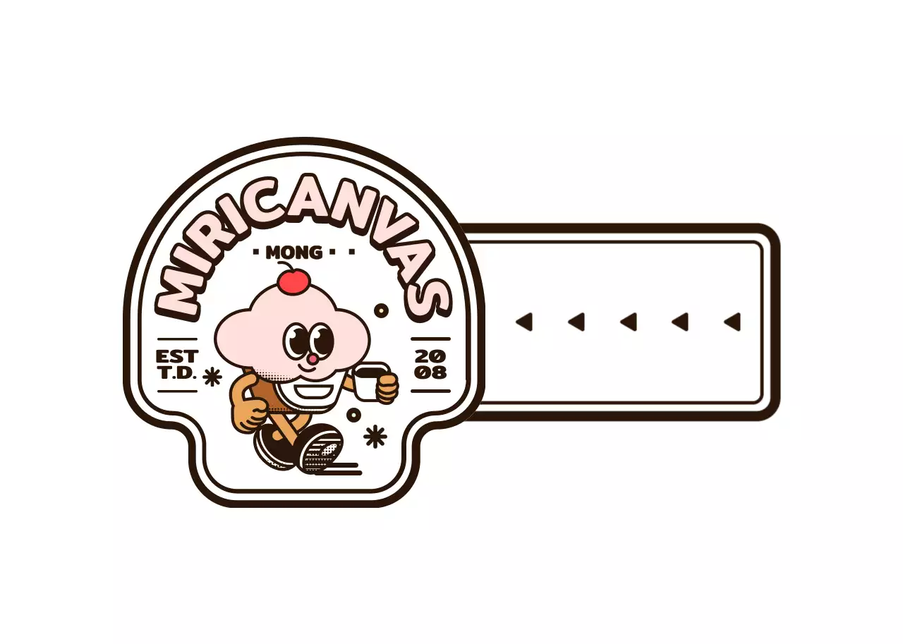 Logo d'un personnage de cupcake rond rose et marron pour un café