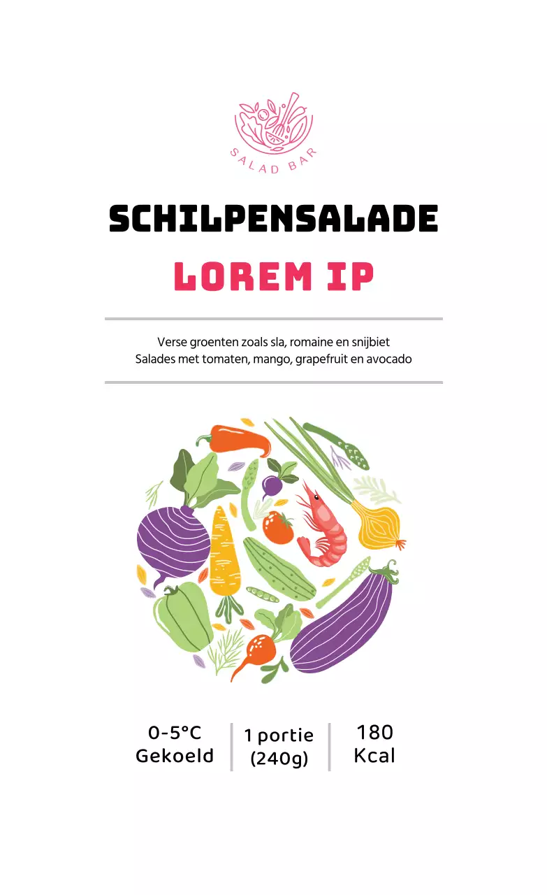 Roze geïllustreerd sla-etiket