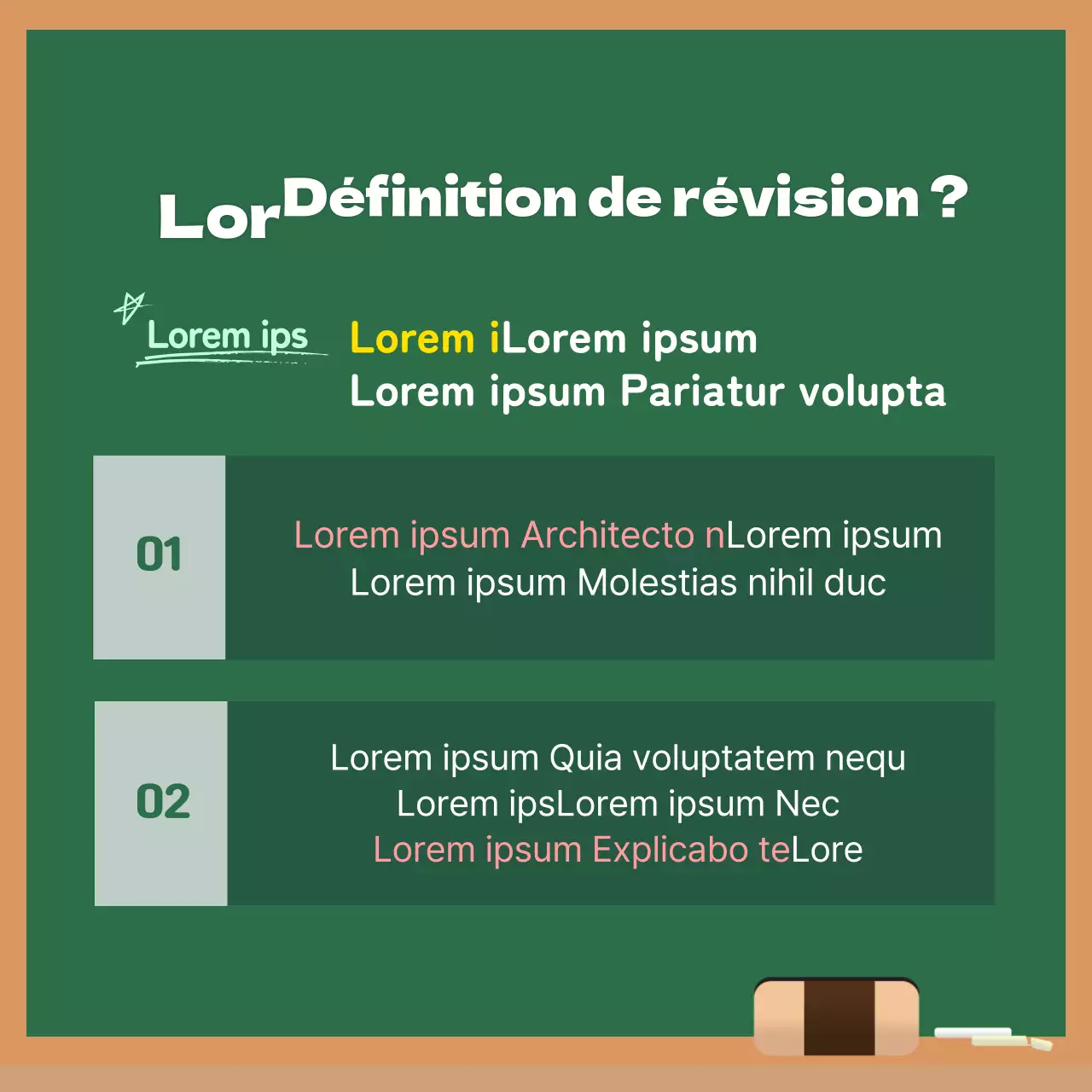 Carte d'évaluation à face jaune et verteNouvelle conception