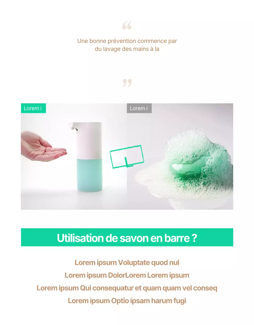 Page de vente électronique d'un simple désinfectant pour les mains de couleur menthe