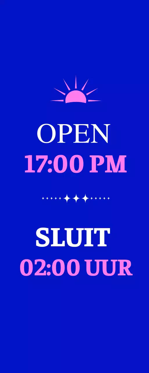 Promoot een cocktailbar met een blauwe en roze zonillustratie