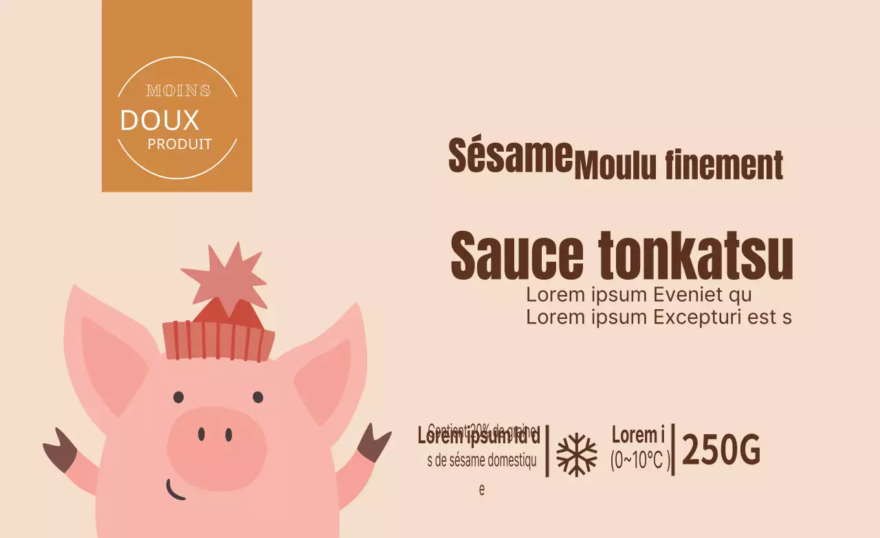 illustration rose étiquette de sauce tonkatsu