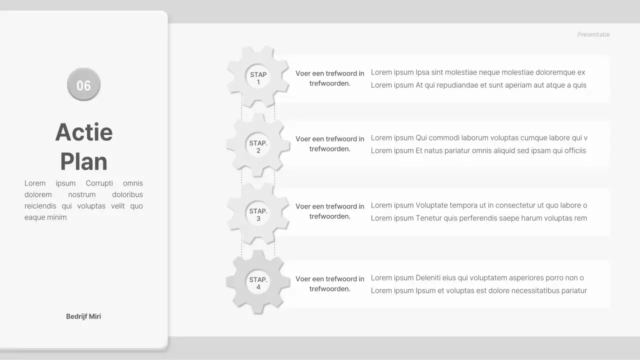 Voorstel met grijze, driedimensionale tandwielelementen