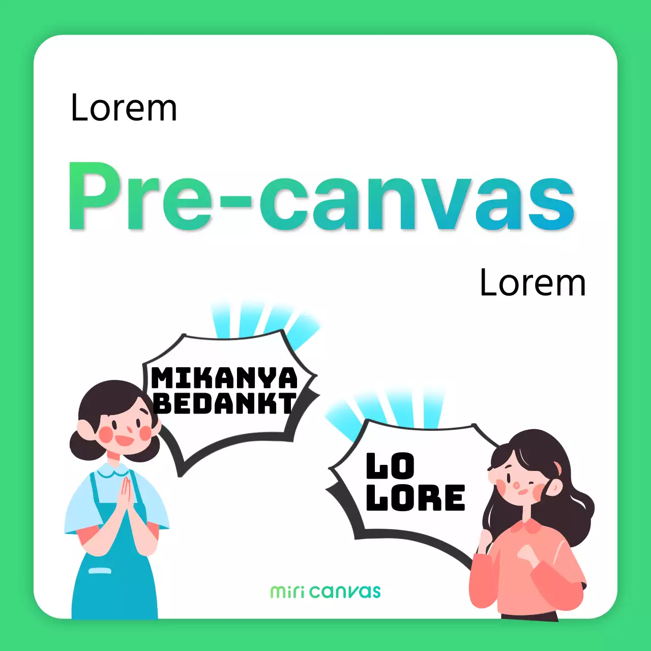 Eenvoudige pre-canvas promotionele marketingadvertentie in groen en blauw