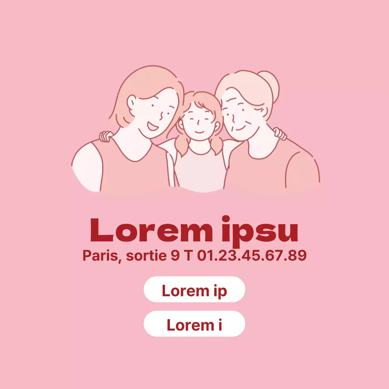 Illustration simple en rose, étiquette de gynécologie