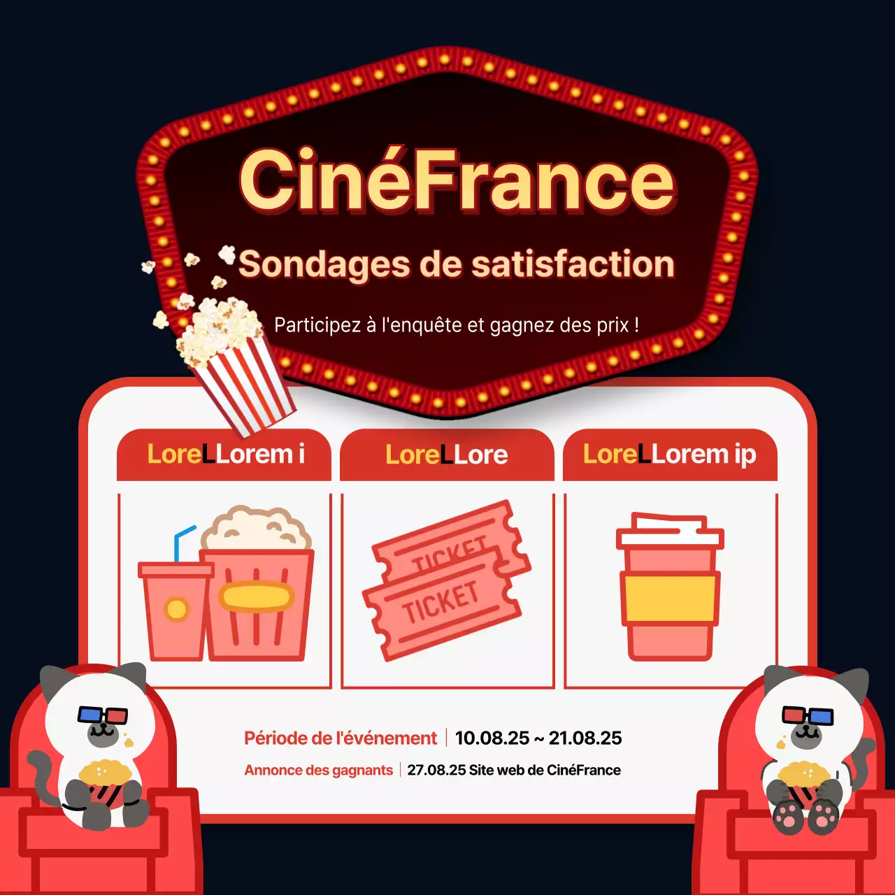 Mignon modèle d'enquête illustré en rouge et jaune