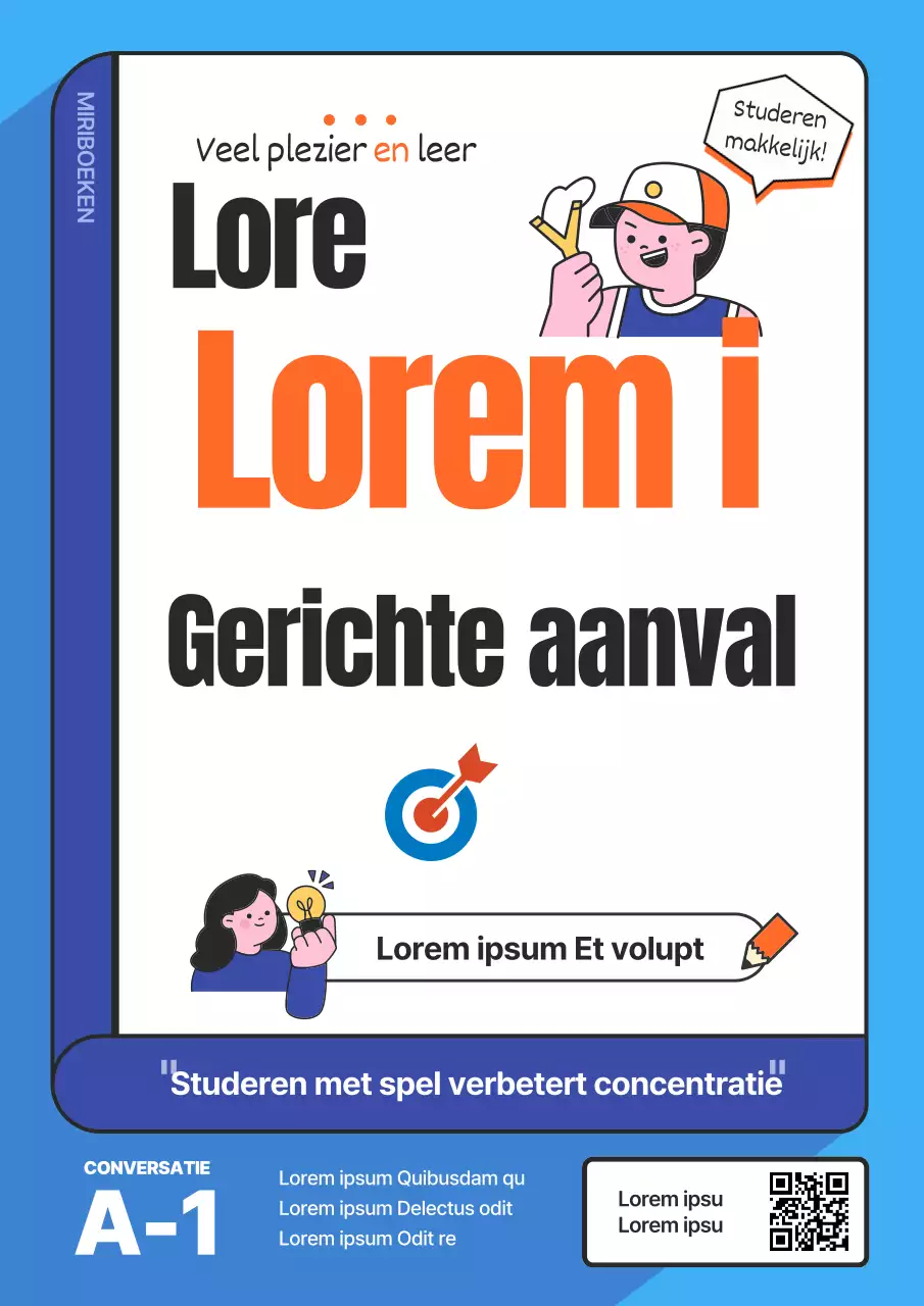 Blauw met oranje omslag van een Engels conversatieboek voor de middelbare school.