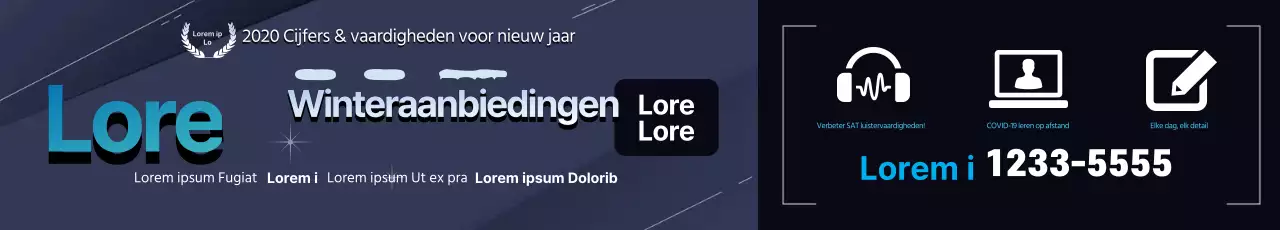 Marineblauwe icoonletters Gemarkeerde advertentie voor schoolcollege