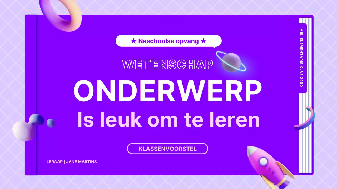 Voorstel voor een wetenschapsles met paarse pagina's