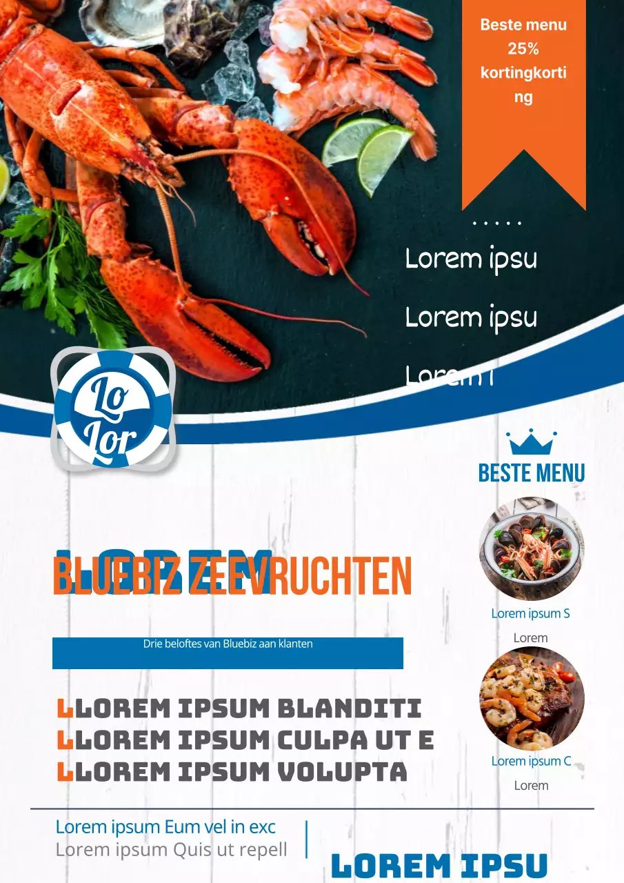 Promoot een schoon restaurant met blauwe voedselfoto's