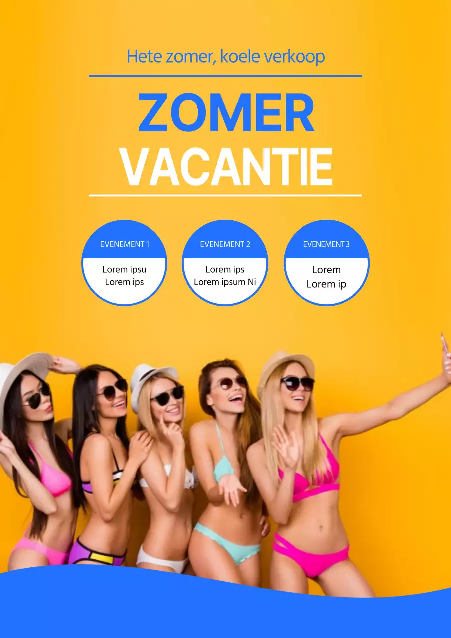 Een eenvoudige gele en blauwe promotieposter voor een zomerse uitverkoop