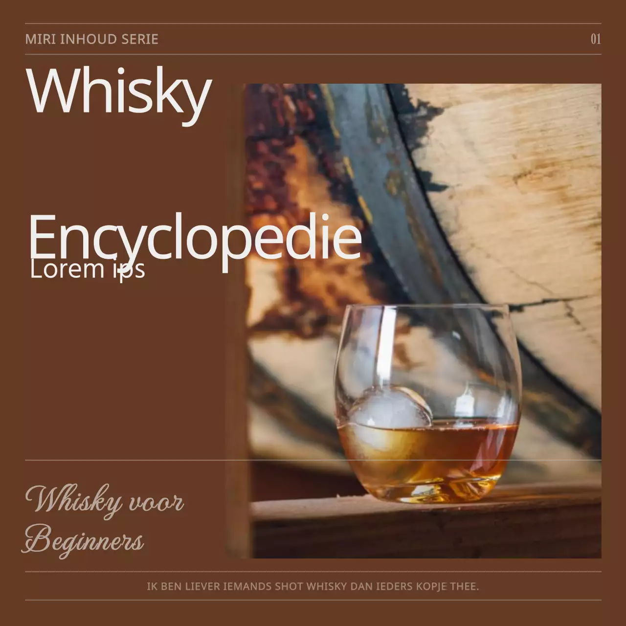 Een beknopte encyclopedie met een bruine achtergrond en witte schreef- en cursiefletters