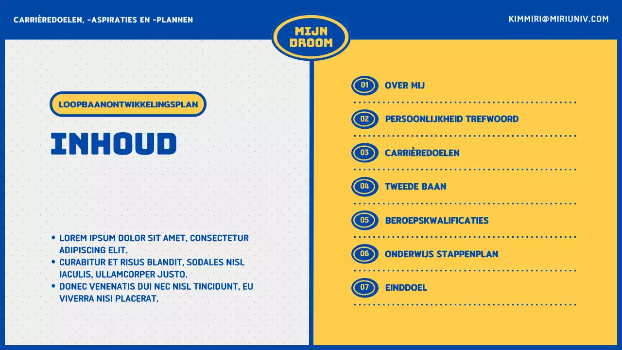 Blauw en geel college carrièreplan