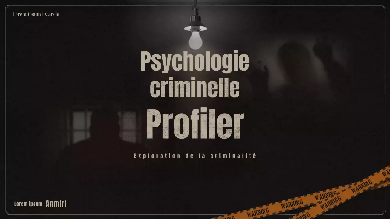 Présentation sur le profilage psychologique criminel en noir et beige
