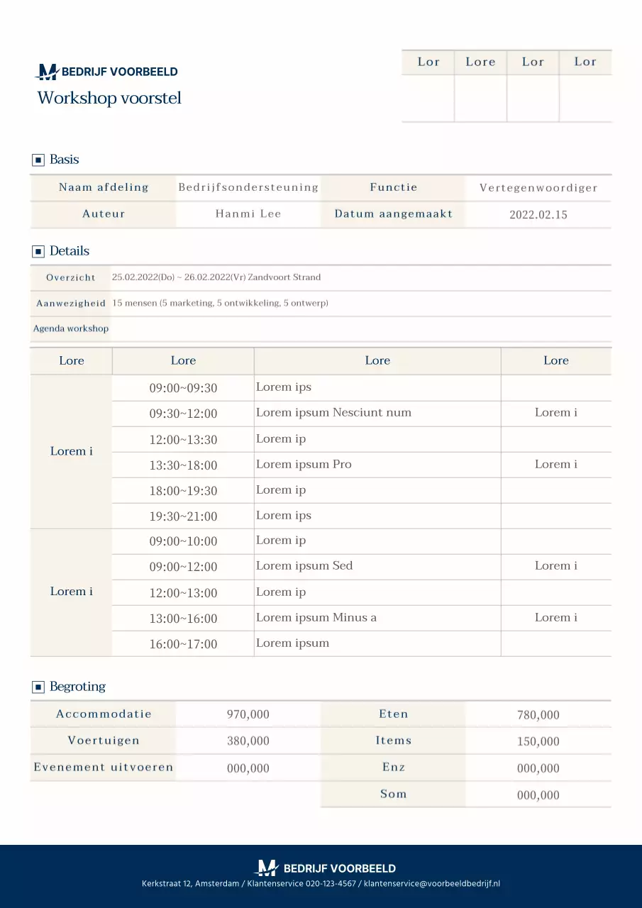 Eenvoudige planningsdocumenten