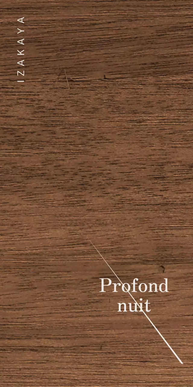 Design Izakaya avec kanji gris clair et lignes diagonales