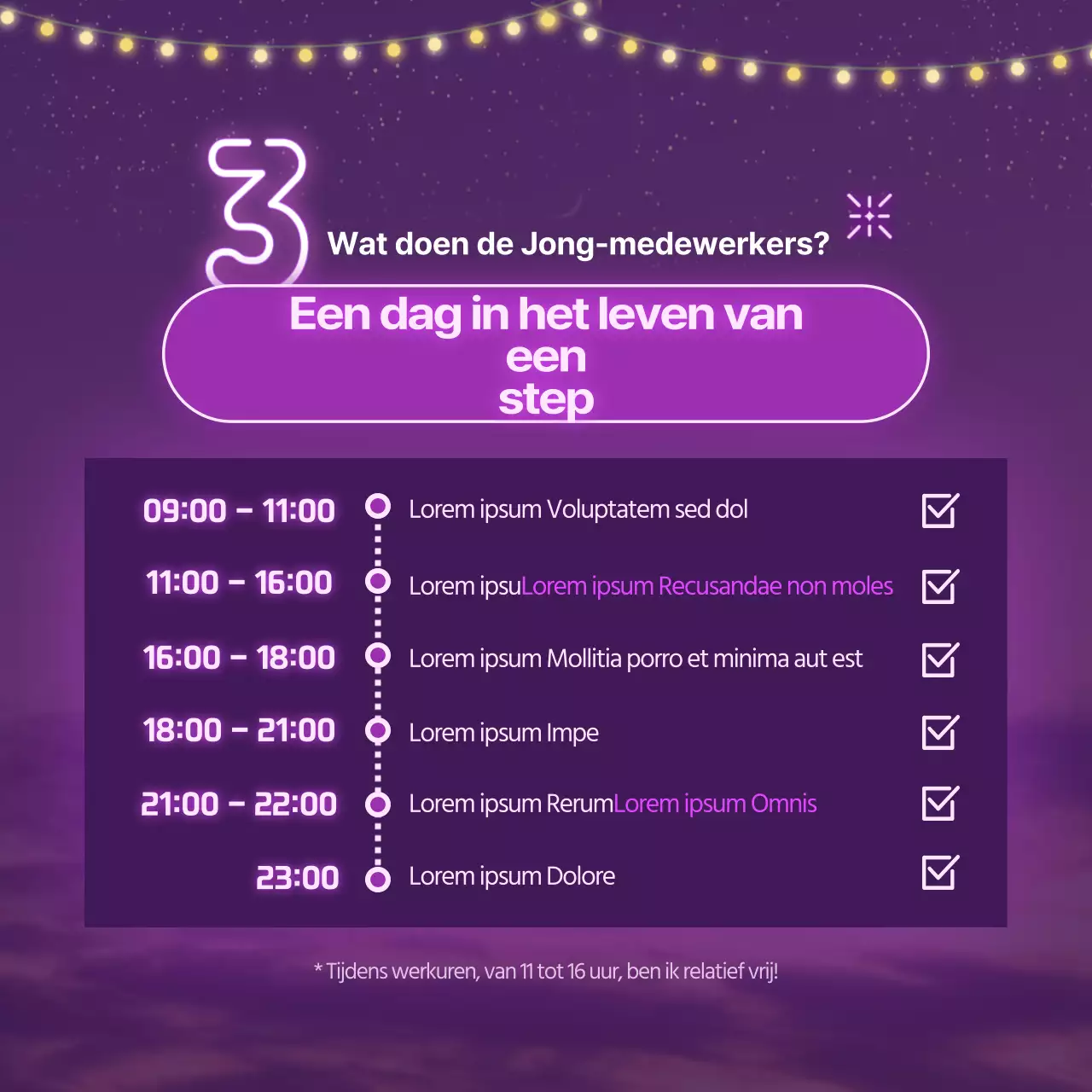 Paars neon pension op zoek naar personeel