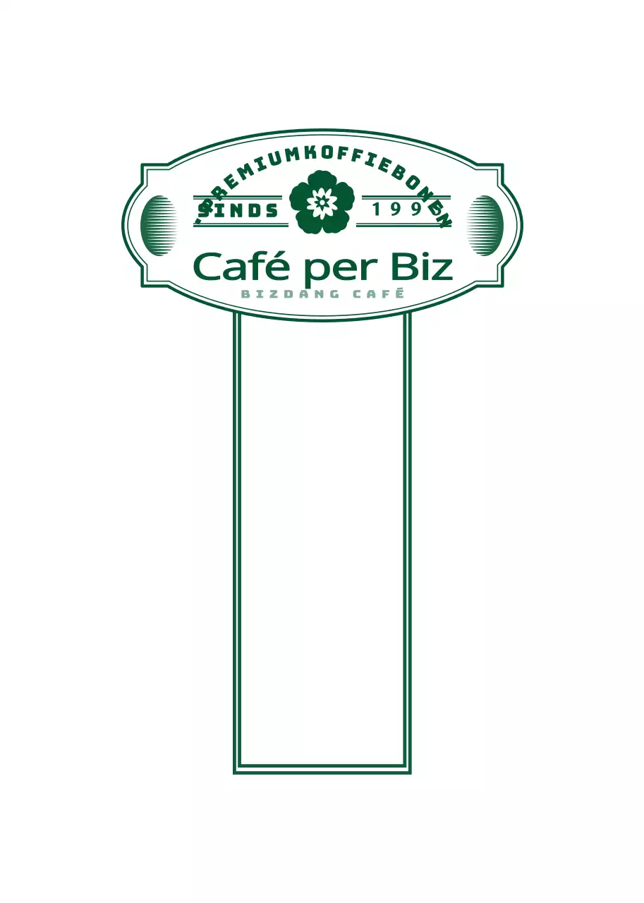 Emotioneel en eenvoudig cafe embleem logo stijl label sticker in donkergroen en wit