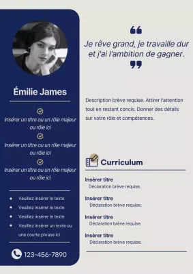 C.V. de formateur de base en bleu marine et beige