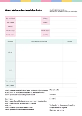 Contrat de personnalisation de hanbok en rose et chartreuse