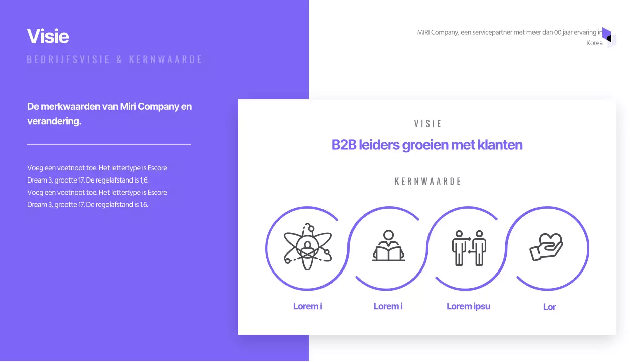 Eenvoudige bedrijfspresentatie met paarse tinten