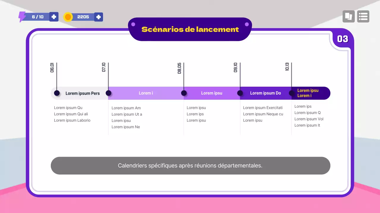 Proposition de concept de jeu scolaire en violet