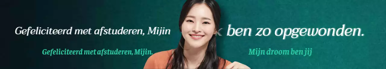 Klassevolle tekst voor afstuderen in een groen kleurverloop