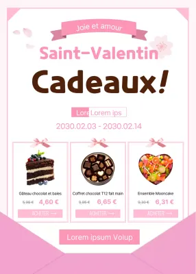Lettre rose Concept Vente de chocolat pour la Saint-Valentin