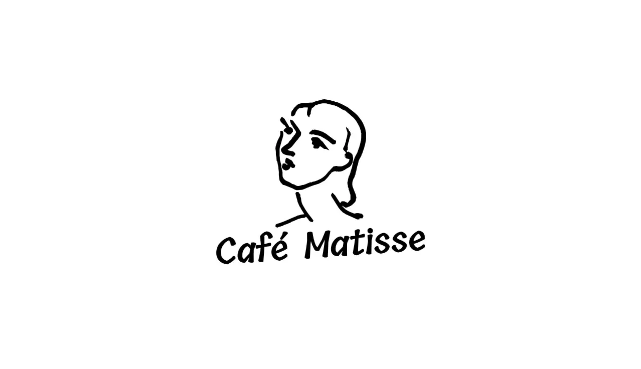 Café au style simple, avec des illustrations sentimentales en noir et blanc de peintures célèbres.