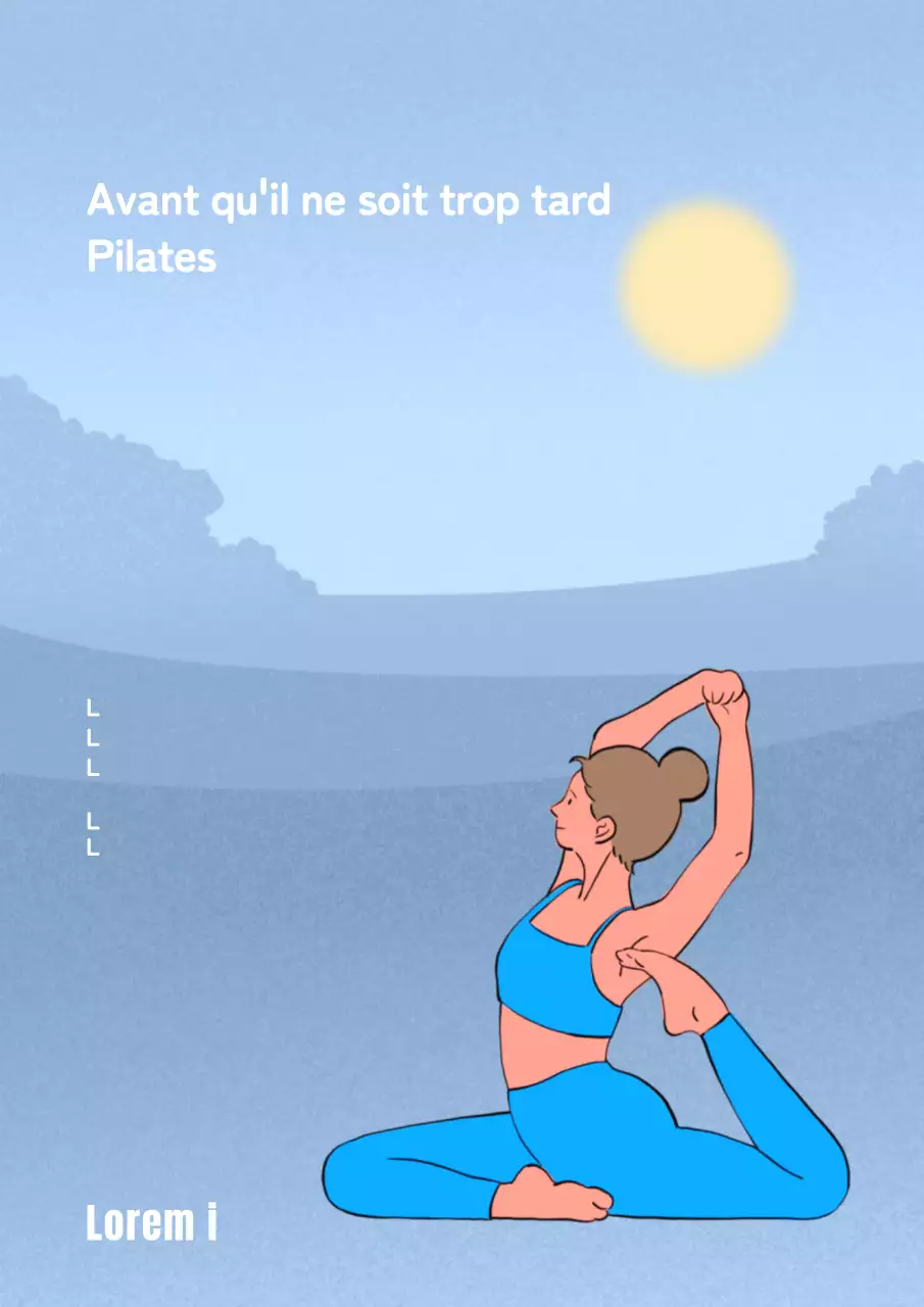 Témoignage pour un concept d'illustration d'une fille de pilates sur le thème du bleu clair