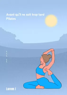 Témoignage pour un concept d'illustration d'une fille de pilates sur le thème du bleu clair