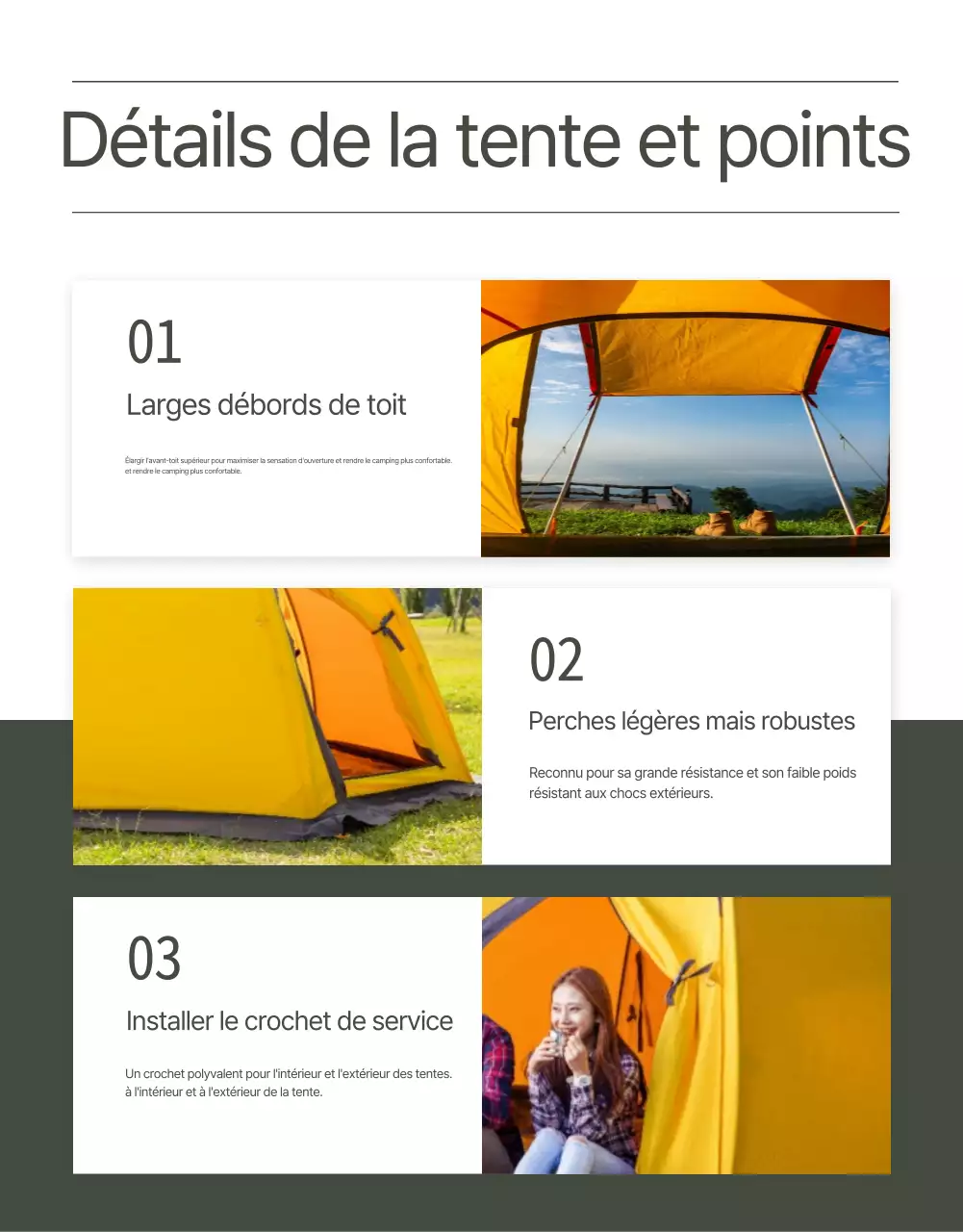 Tente dôme Wadiz avec un agencement épuré en vert fluorescent
