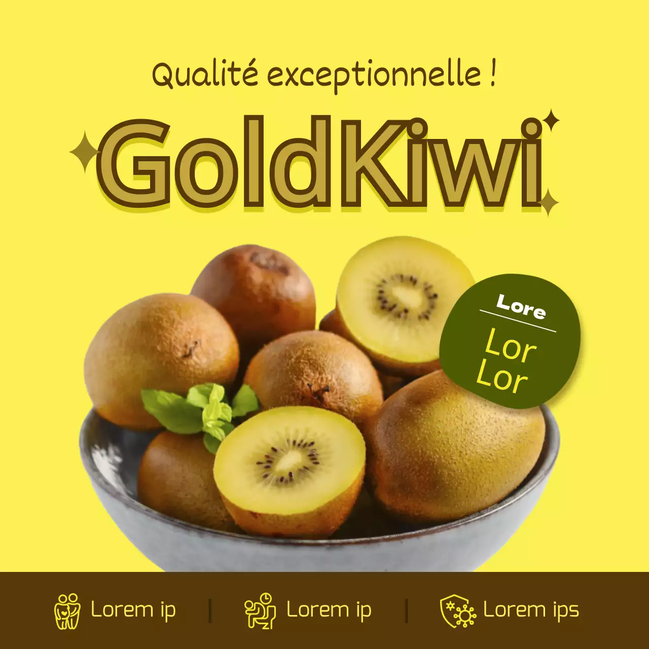 Partager les bienfaits du kiwi doré grâce à un concept simple, avec une photo jaune