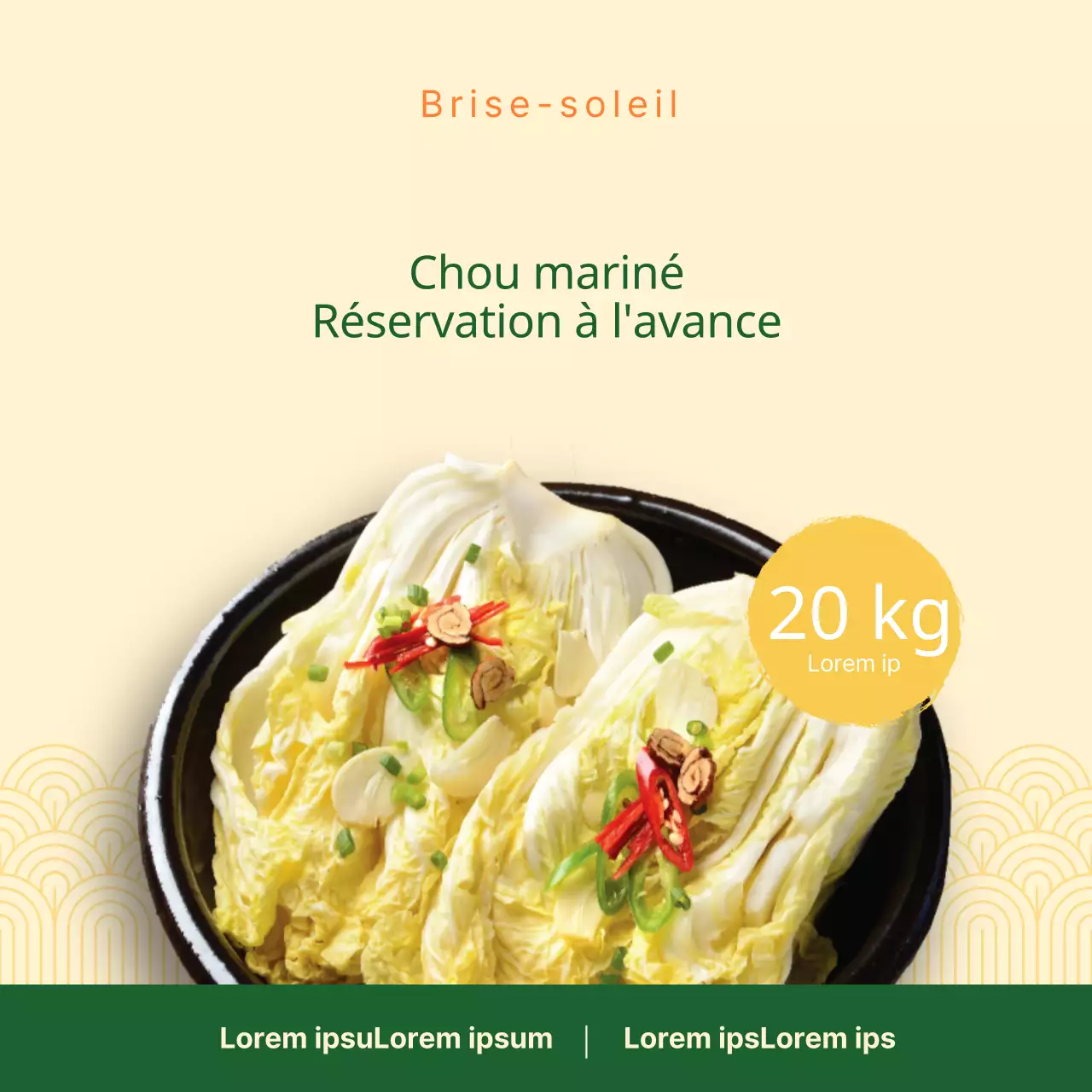 Avis de pré-commande de chou mariné simple jaune et vert