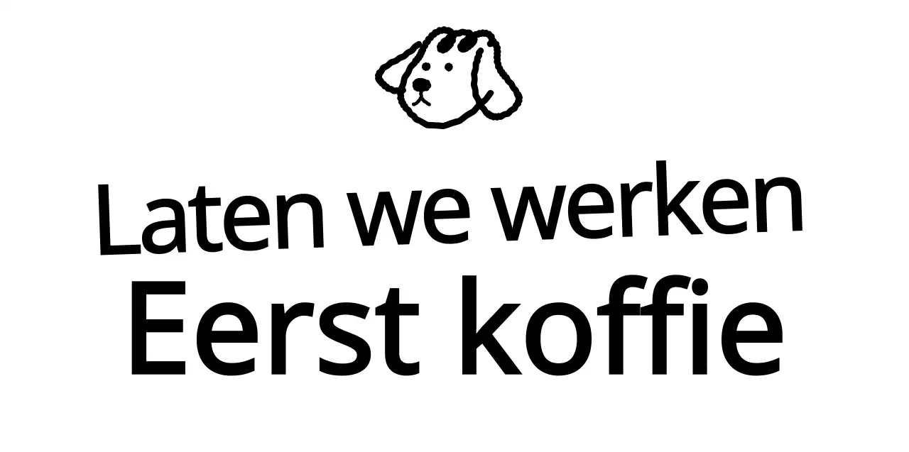 Tekst merchandise met een schattige zwarte puppy-illustratie