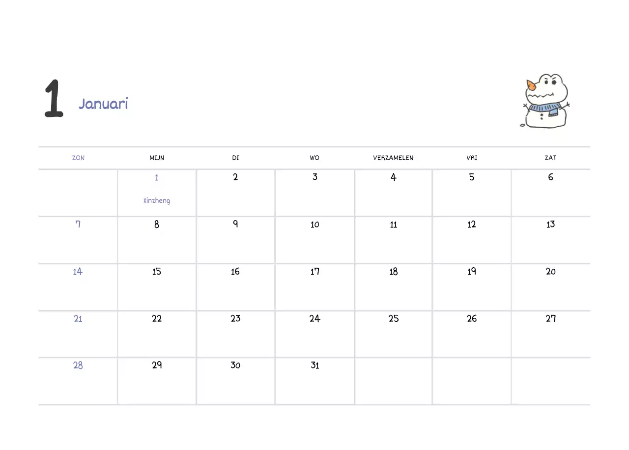 Een kalender met een schattig Argo-illustratieconcept
